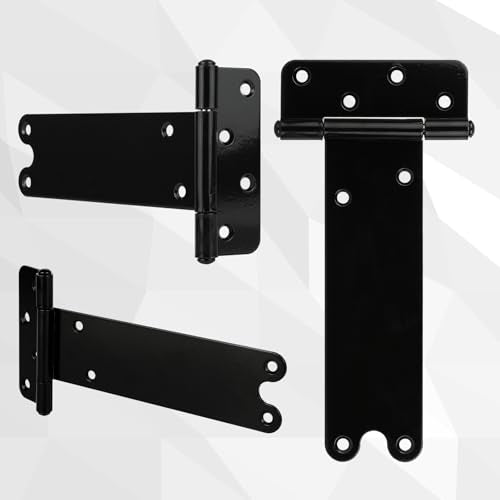 8 in T-Strap Shed Door Hinges,6 Pack Heavy Duty Tee Hinge, 300 Lbs Capacity - color: Black, size: 8 in -6 pcs