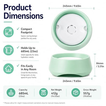 Green No Spill Dog Water Bowl, Pet Floating Water Bowl No Wet Mouth, Anti Splash & Anti Tip Slow Water Feeder, Keeps Fur Dry Clean Drinking Bowl for Dogs & Cats, Large Capacity Travel Friendly - color: Green, White