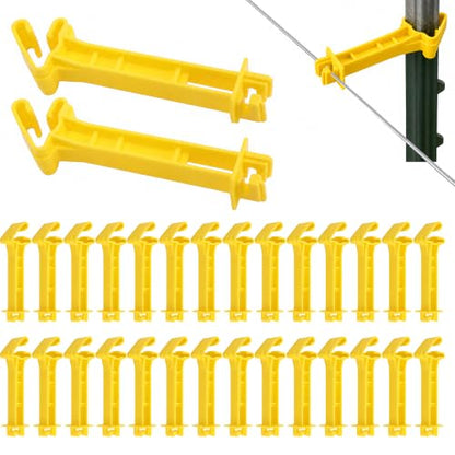 Adnee 120 Pcs 5 Inch T Post Electric Insulators, Snap-on Electric Fence Extender Insulator, Yellow Electric Fence Insulation Wire Clips for Agricultural Farm Ranchers - color: 120 Yellow