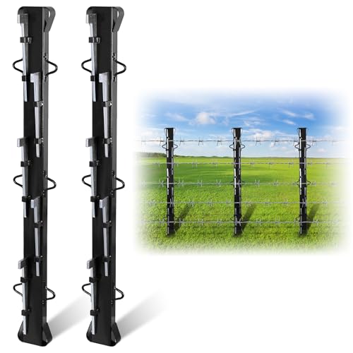 4ft Heavy-Duty Fence Stretcher Bar 2-Pack with 10 Wedges, Steel Fence Tensioner for Farm, Ranch & Garden - Rust-Resistant, Easy Installation - size: 2 Pack