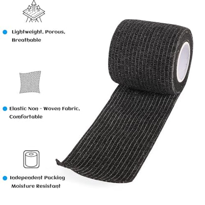 36 Rolls Black Elastic Self Adhesive Bandage Wrap 2 Inch, Breathable Cohesive Bandage, Ankle Sprains Swelling Sports Athletic Grip Tape, Dogs Pet Vet Wrap - color: 2 Inch-36 Count Black