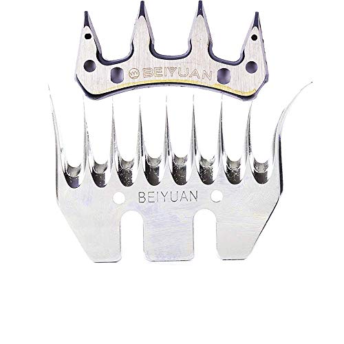 Sheep Shears Blades 9-Tooth Wool Shearing Comb and Cutter Blade Set for Alpaca Goats Wool Cutter Grooming Trimmer(9T Scimitar+Front Blade) - size: 9T scimitar+front blade