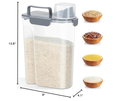 Airtight 10 Lbs Rice Storage Container Pet Dog Cat Food Holder 5 Lbs - Grey - color: Grey-10L