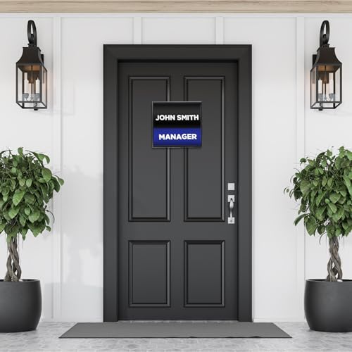 Yaocom Set of 5 Curved Name Plate Holder for Doors 5.625" x 6", Black - color: Black