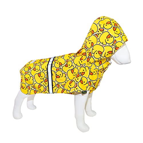 Fitwarm Funny Duck Dog Raincoat with Hood, Waterproof Rain Jacket for Small Dogs Boy Girl, Reflective Pet Poncho, Packable, Adjustable, Yellow, Small - color: Yellow, size: Small