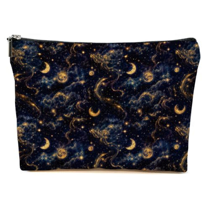 Blue Leaves Navy Starry Night Makeup Bag Moon Star Cosmetic Bag - color: Multicolor 1618