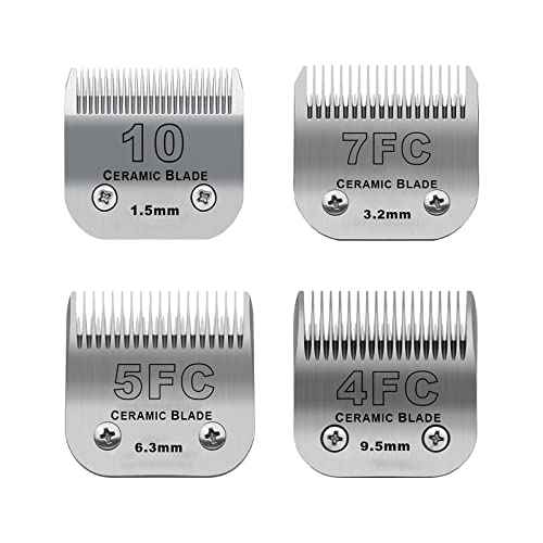 Detachable Ceramic Pet Blades Compatible with Andis & Oster A5 Grooming - color: Silver, size: 10+7FC+5FC+4FC
