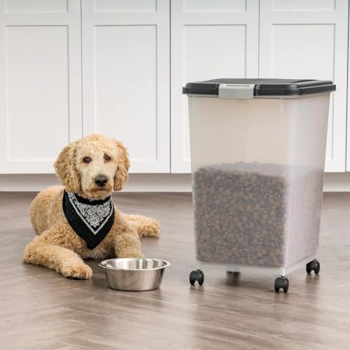 IRIS USA Dog Food Storage Container, Up to 54 lbs, Black, Made in USA - color: Black, size: 54 lbs
