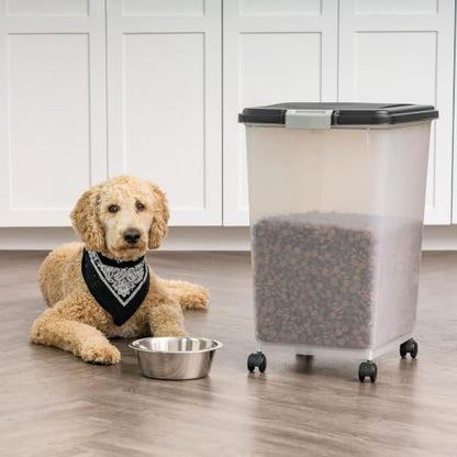 IRIS USA Dog Food Storage Container, Up to 54 lbs, Black, Made in USA - color: Black, size: 54 lbs