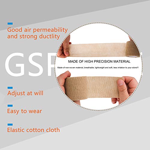 Self Adherent Cohesive Wrap Bandages 6 Count 4" x 5 Yards, Self Adhesive Non Woven Bandage Rolls（Skin Color） - size: 6 Count (Pack of 1)