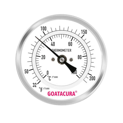 Dial Thermometer for Brewing, 304 Stainless Steel Case and Probe, 3" Dial Size, 12" Stem Length, 32-212 Deg F/0-100 Deg C, 1/2" NPT Back Mount