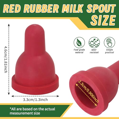 6Pcs Goat Lamb Nipple Soft Rubber Lamb Milk Nipples | Pacifier with Anti-Backflow Fixed Base, Food Grade Bite-Resistant Reusable Bottle Nipples for Goat Pig Dog Cat Farm Feeding - color: red, size: 1 Count (Pack of 6)