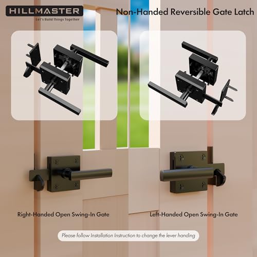 HILLMASTER Double Sided Gate Latch for Wooden Fence,Heavy Duty Swinging Door Latch Two Sided Gate Door Latch for Outdoor Fence,Self Locking Gate Latch Gate Hardware for Wood Gates,Pool,Backyard,Garden