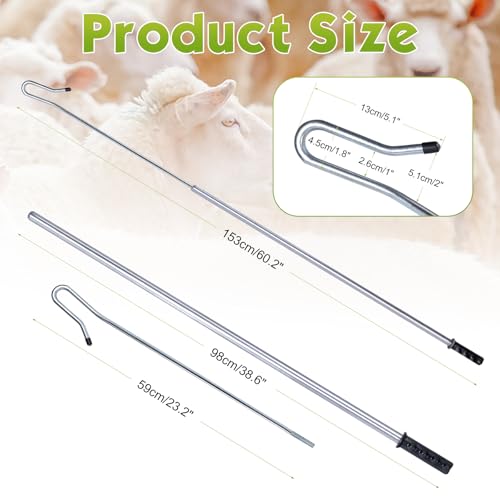 Goat Catcher Leg Hook, Sheep Catching Tools Stainless Catching Sheep Leg Crook Hook Catcher Poultry Leg Pole for Breeding Farms Grabber Capture Tool (63") - size: 63"