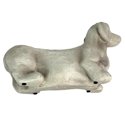 Zeckos Dachshund Dog Planter, 20 Inch Distressed Grey Stone Finish | Doxie Silhouette with Planting Well, For Living Rooms, Patios, Lawns, Gardens - color: Dachshund - Grey