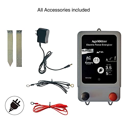 Electric Fence Energizer 20 Acre 2 in 1 Powered by Battery or AC Outlet 10000V 2J Pulse Electric