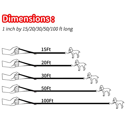 HIKISS Long Dog Leash Obedience Recall Training Agility Lead with Thickening Material for Large Dog - 15ft 20ft 30ft 50ft 100ft Training Leash(Red 15ft) - color: T4:Large Dog Thicken red, size: 15 Feet