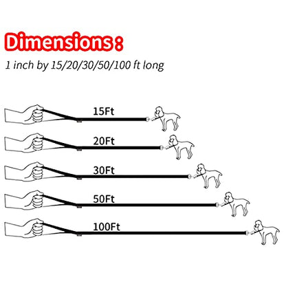 HIKISS Long Dog Leash Obedience Recall Training Agility Lead with Thickening Material for Large Dog - 15ft 20ft 30ft 50ft 100ft Training Leash(Red 15ft) - color: T4:Large Dog Thicken red, size: 15 Feet