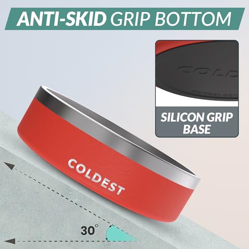 Coldest Dog Bowl - Anti Rust Metal, Non Slip, 3 Layers Insulated Stainless Steel Dog Bowls - Spill Proof & Heavy Duty - Water Bowl for Dogs, Cats & Pets, Dish Washer Safe (42 oz, Crimson Red) - color: Crimson Red, size: 42 oz