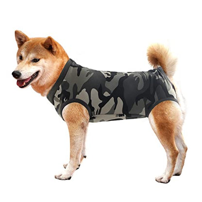 Dog Recovery Suit Abdominal Wound Puppy Surgical Clothes Post-Operative Vest Pet After Surgery Wear Substitute E-Collar & Cone(M, Camouflage) - color: Camouflage, size: Medium (Pack of 1)
