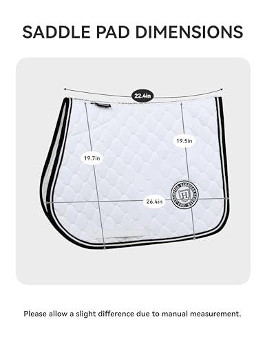 Harrison Howard English Saddle Pad for Horses, Cushioned Breathable Riding Pad, High Wither Contoured All Purpose - color: White