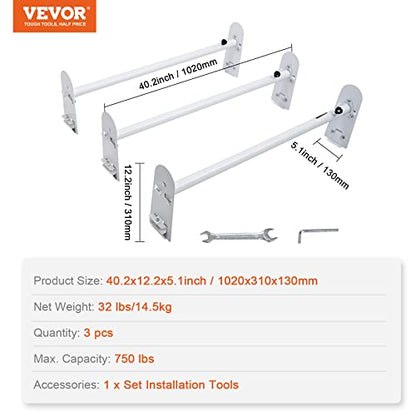 VEVOR Ladder Racks for Van, 40.2 inch-74.8 inch Adjustable Van Racks, 750 LBS Capacity Alloy Steel Roof Ladder Racks, Rain Gutter Racks Compatible with Minivans, Full-Size Vans, 3 Pcs White - size: for Full-size Vans