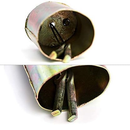 QWORK Cow Anti-Lost Bells, 2 Pack, Cattle Goat Horse Sheep Grazing Metal Bells, 4" Loud Bells