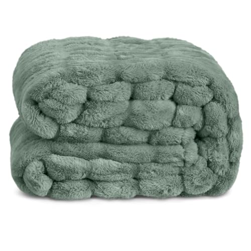 Springtree Home Luxury Micro Plush Throw Blanket | Thick Faux Fur | Green | Lily Collection | 60" x 70" | Green Blanket | Ultra Plush - color: Lily Pad, size: 60" x 70" (Large)