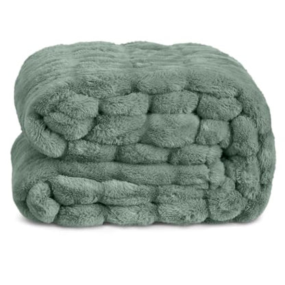 Springtree Home Luxury Micro Plush Throw Blanket | Thick Faux Fur | Green | Lily Collection | 60" x 70" | Green Blanket | Ultra Plush - color: Lily Pad, size: 60" x 70" (Large)