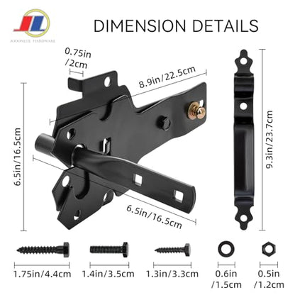 Gate Latch Set, Gate Handle & Latch, Heavy Duty, Black - size: Modern Door Post
