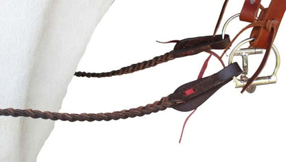 CHALLENGER Horse Western 8 Feet Leather Braided Leather Split Reins 66RT49 - color: Brown