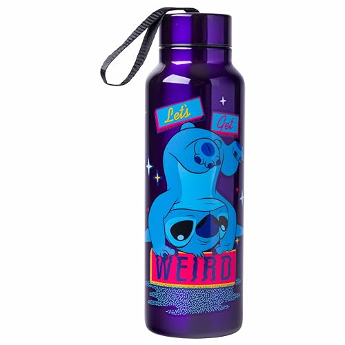 Silver Buffalo Disney Lilo and Stitch, Stainless Steel Water Bottle, 27oz | Get Weird, Includes Strap, 0.8 Liters - color: Lilo and Stitch Get Weird, size: 27 Ounces