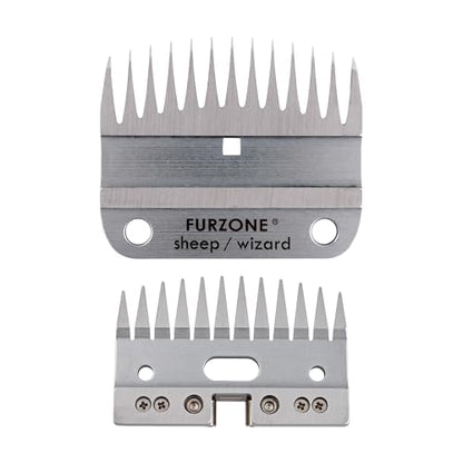FURZONE A2 Large Animal Clipper Blade (Sheep/Wizard) - 2 in 1 Set (13&12 Teeth), Sheep Grooming Replacement Blade, Professional Stress-Free Grooming, 3/32-inch/2.5mm Cut Length - size: Sheep/Wizard 4mm