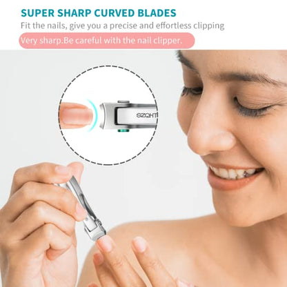 Ultra Wide Jaw Opening Nail Clippers Set, Toenail Clippers for Thick Nails, Heavy Duty Nail Cutter, Stainless Steel Toe Nail Clippers for Seniors, Men & Women Manicure,Pedicure,Big(Sliver) - color: Silver