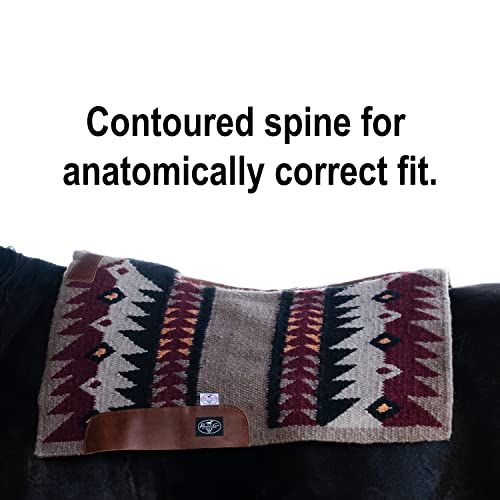 Professional's Choice Fuse Saddle Pad | Navajo Top with Steam-Pressed Bottom - color: Taupe/Wine, style: 1" Felt Thickness