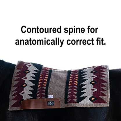 Professional's Choice Fuse Saddle Pad | Navajo Top with Steam-Pressed Bottom - color: Taupe/Wine, style: 3/4" Felt Thickness