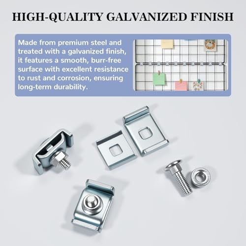 64-Pack Grid Panel Connector Kit, for 4mm-6mm (5/32"-1/4") Wire Shelving & Mesh Cable Trays, Includes Splice Clamps & Reinforced Washers