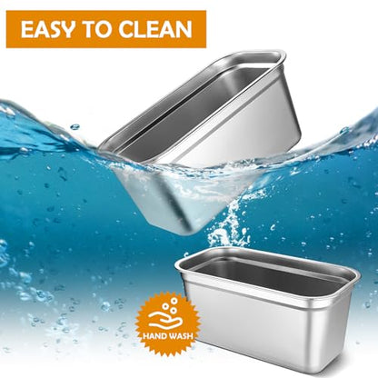 8 Pcs 304 Stainless Steel Food Storage Containers with Lids 1/3 Size Hotel Pan Chicken Food Grade Pans Metal Meal Containers for Restaurant Stackable Kitchen Freezer Buffet(6 Inch Deep) - size: 6 Inch Deep