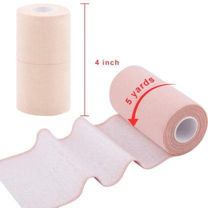 BQTQ 18 Rolls Elastic Adhesive Tape 4 Inch Self Adherent Stretch Bandages - size: 4 Inch 18Rolls