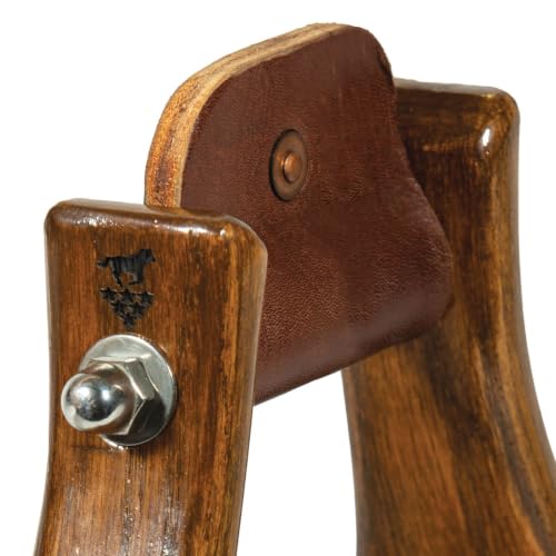 Professional's Choice Wood Horse Riding Stirrups | Leather Tread, Stainless Steel Hardware, Smoothed Edges, Glossy Western Finish - color: Medium Wood, size: 3"
