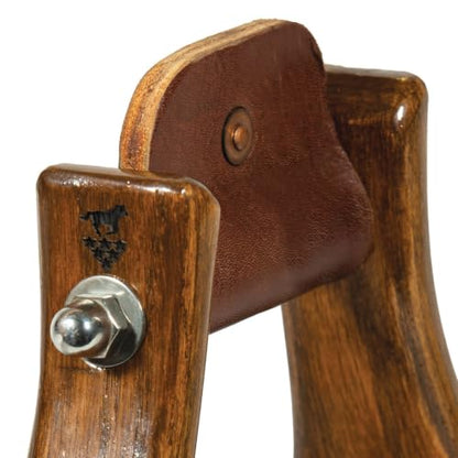 Professional's Choice Wood Horse Riding Stirrups | Leather Tread, Stainless Steel Hardware, Smoothed Edges, Glossy Western Finish - color: Medium Wood, size: 3"