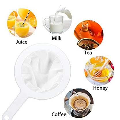 WXJ13 3 Pieces Ultra-Fine Nylon Mesh Strainer, Food Yogurt Mesh, Plastic Sieve Fine Mesh Colander with Handle for Filtering Juice Milk Soy Coffee Honey Wine Yogurt (100/200/400Mesh)