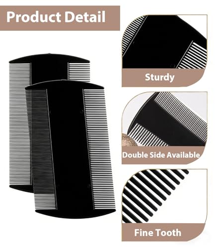 Dandruff Comb Removal Steel Fine Tooth Scalp Detox Hair Care Tool 3PC | Build Up Flakes Lice Comb, Stainless Steel Teeth, Self Cleaning, Anti Slip Handle, for Women Men Kids, Black+ Red - color: 3PC Black+Red