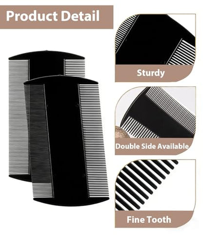 Dandruff Comb Removal Steel Fine Tooth Scalp Detox Hair Care Tool 3PC | Build Up Flakes Lice Comb, Stainless Steel Teeth, Self Cleaning, Anti Slip Handle, for Women Men Kids, Black+ Red - color: 3PC Black+Red