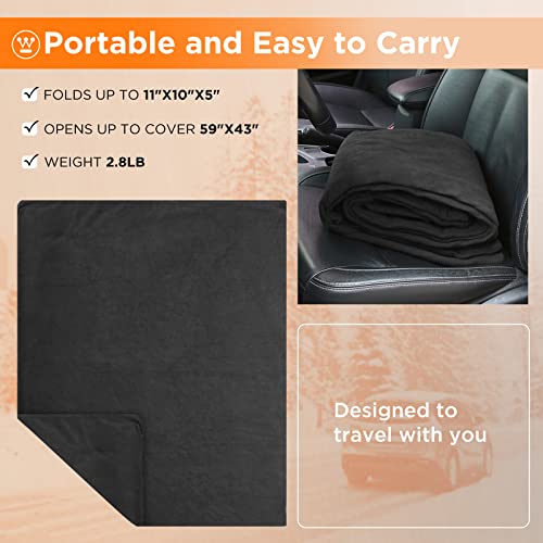 Westinghouse Heated Car Blanket, Machine Washable, 59" x 43", Charcoal - color: Charcoal