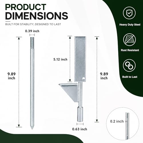 18.5 Inch 2-in-1 Portable Electric Fence Energizer Stand & Grounding Stake, Detachable Anti-Corrosion Metal Mount with Step-in Foot Pedal