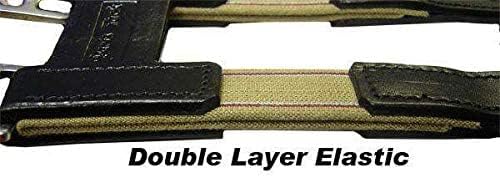 Paris Tack English Leather Elastic Girth Extender with Stainless Steel Roller Buckles and Double Layer Elastic. 1 year Warranty. - color: Havana