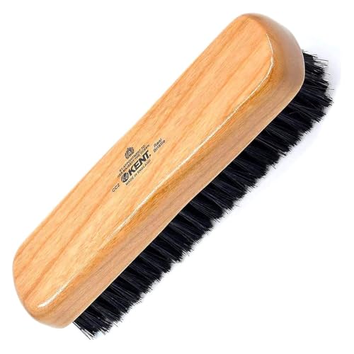 Kent CC2 Finest 100% Handcrafted Clothes Brush: Black Boar Bristle & Nylon Mix with Cherrywood Handle - Travel-Size Lint/Fuzz Remover for Cashmere, Wool, Silk; Suede Brush & Pet Hair Lint Roller - style: CC2