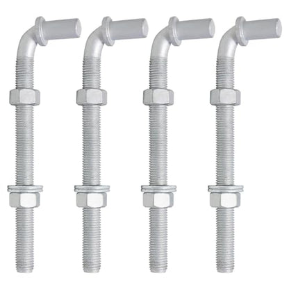4Pcs 8inch J-Bolt Post Gate Hinge, Heavy Duty J-Bolt Gate Hinge with 5/8" Male Hinge Pin for Farm Gate Hardware, Gate Hinges for Metal Gates Nuts & Washers Included