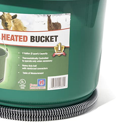 Farm Innovators HB-60 Heated Plastic Bucket, 60 Watts, 2 Gallon, 2-Pack - color: Green, size: 2 Gallon